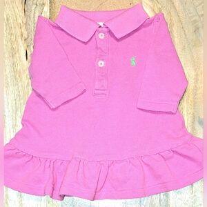 Ralph Lauren pink dress with green polo horse, great condition, 3m